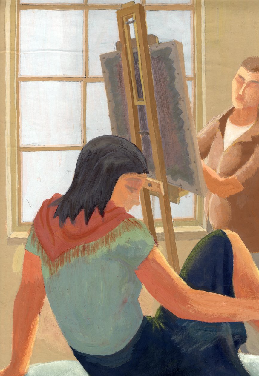 Model en student in tekenklas door Shirley Markham