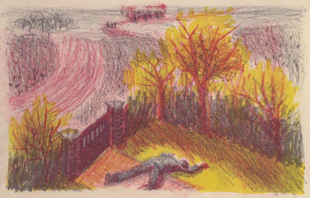 Scène uit De Onzichtbare Man: lichaam in een tuin, 1953 door Shirley Markham