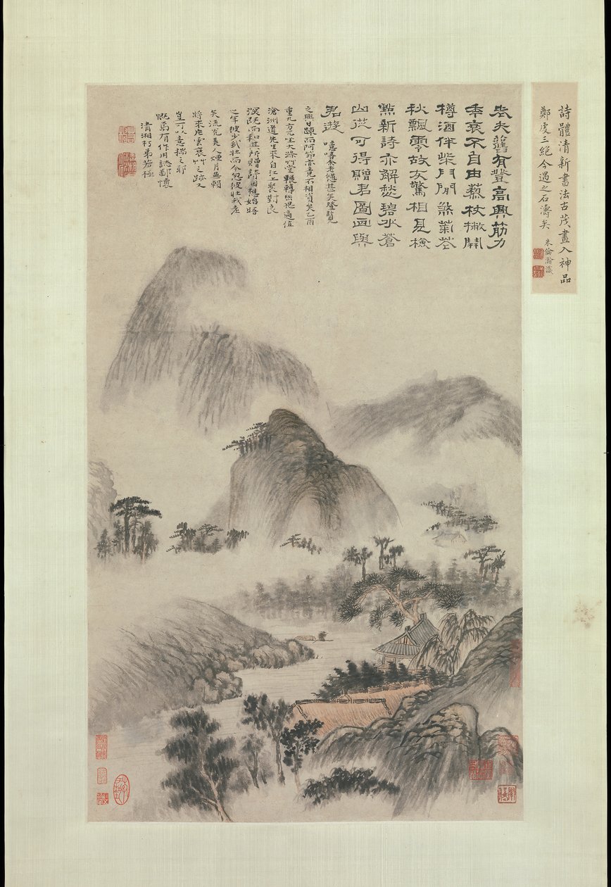 Landschap geschilderd op het Dubbel Negen Festival, gedateerd 1705 door Shitao
