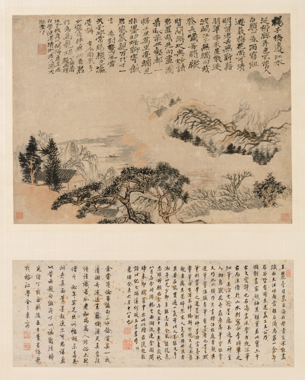 Lentemist over Jiangnan door Shitao