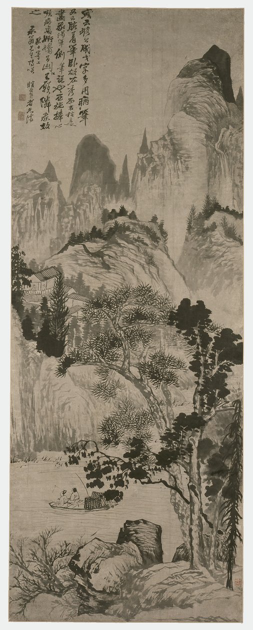 Landschap voor Yongweng, Qing-dynastie, ca. 1687-90 (inkt op papier) door Shitao Daoji