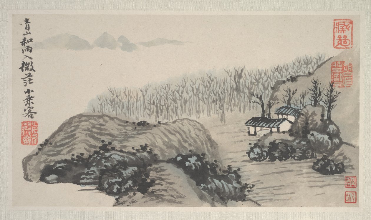 Landschappen van de vier seizoenen (album van acht bladen; inkt en kleur op papier) door Shitao Daoji