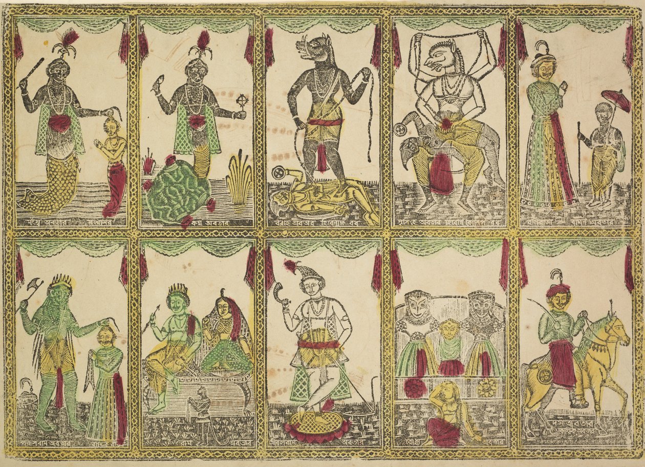 Das Avataras, tien incarnaties van Vishnu (verso) door Shri Gobinda Chandra Roy