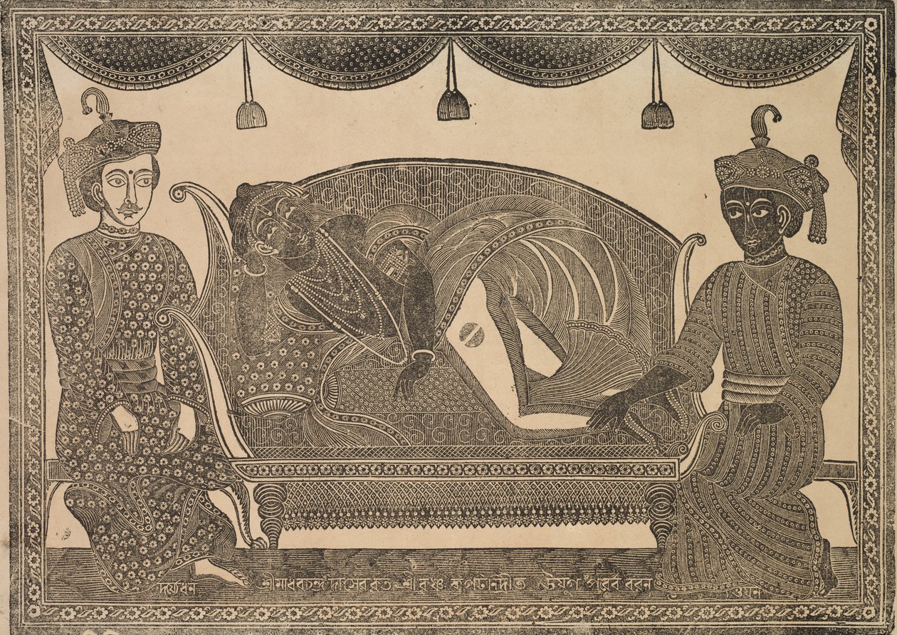 Kalighat schilderij, 1800s door Shri Gobinda Chandra Roy