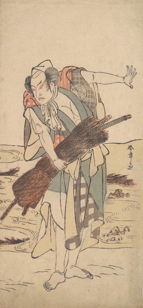 Arashi Sangoro als een Ronin Samurai staand aan de oever, ca. 1777 door Shunsho
