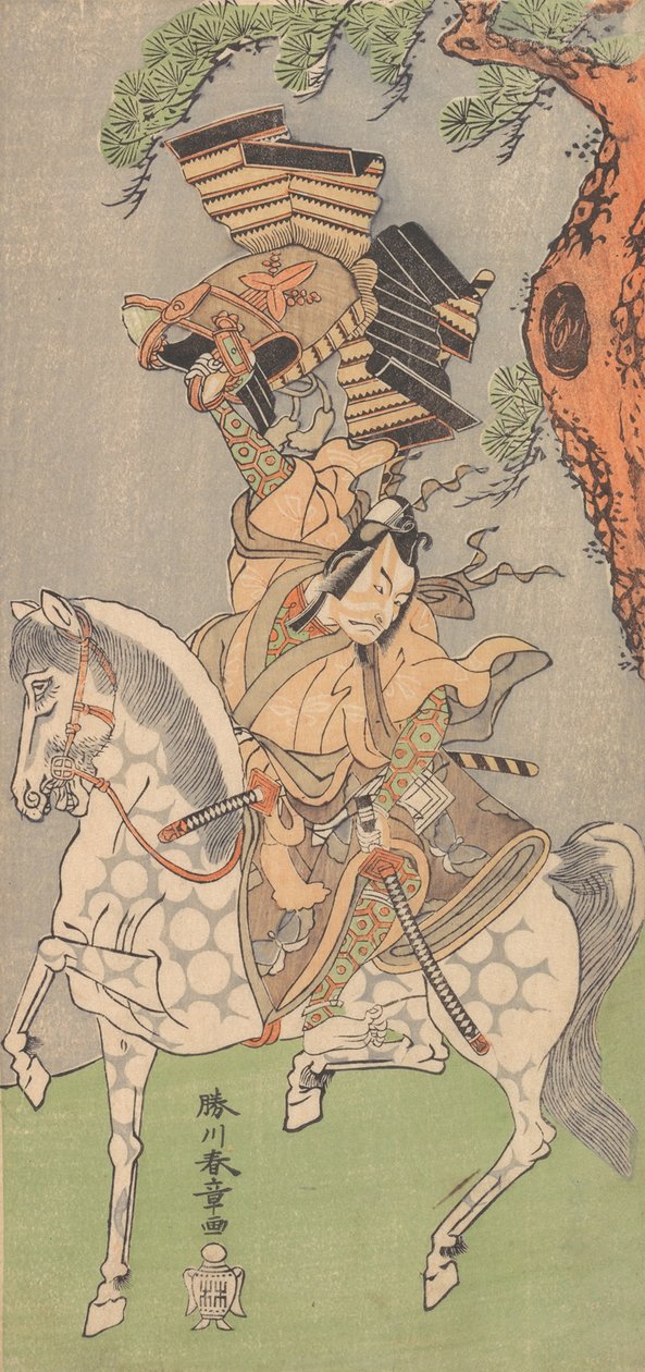 Ichikawa Danjuro V als een krijger op een schimmel, 1771 door Shunsho