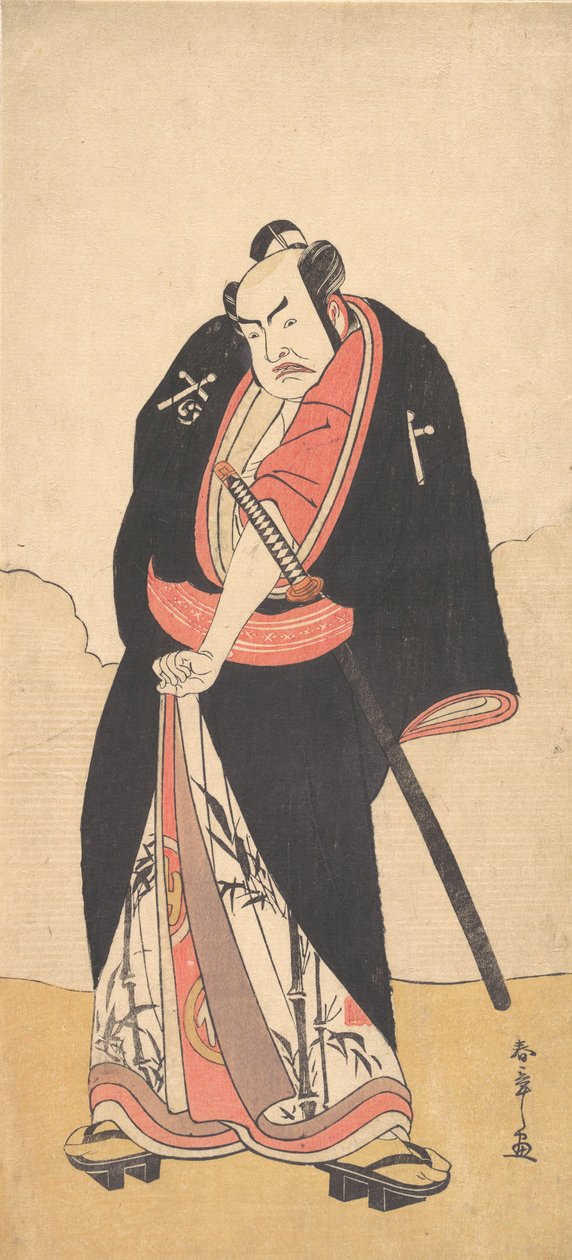 Kabuki-acteur Nakamura Sukegoro II als Kaminari Shokuro (2e maand, 1780) door Shunsho