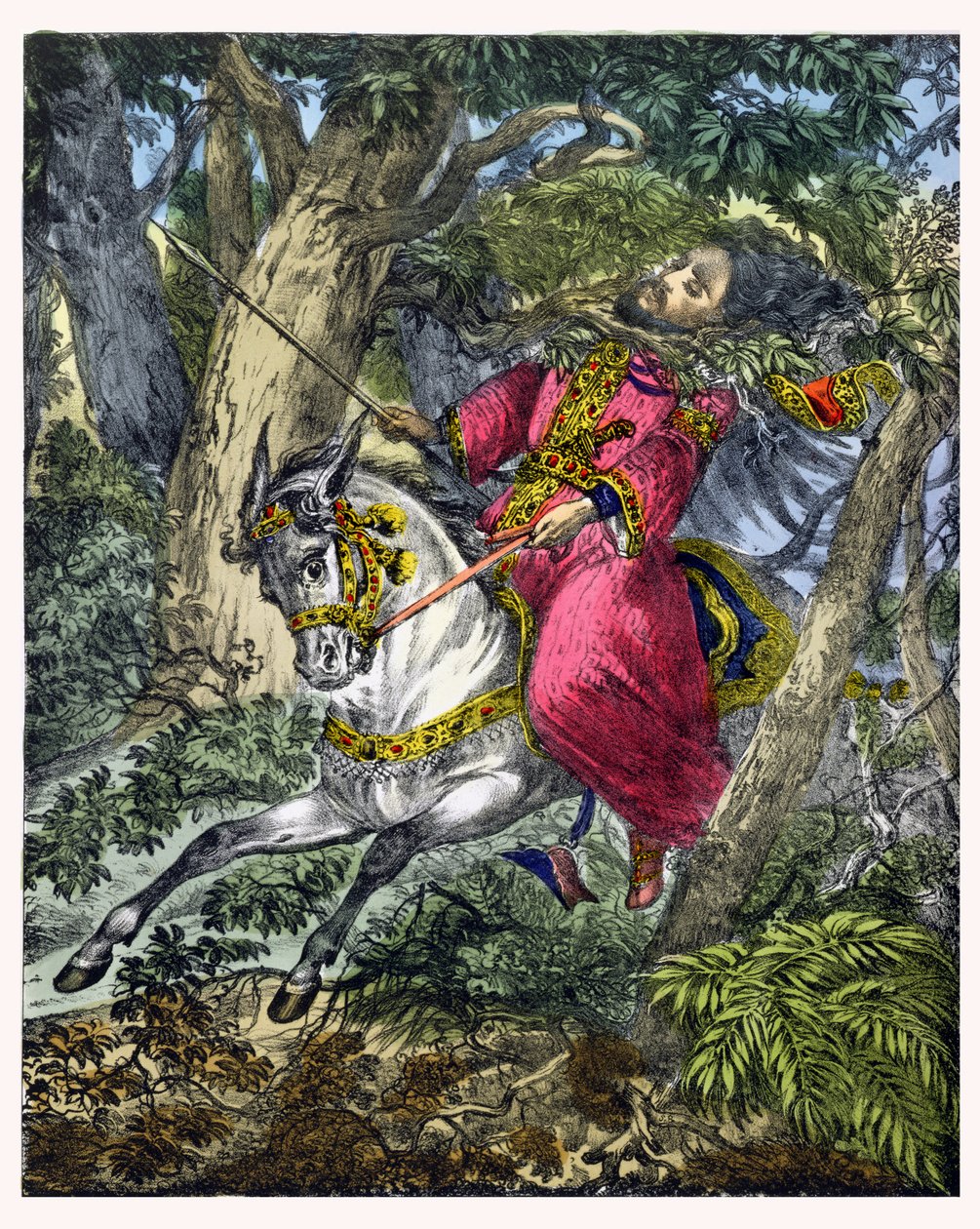 De dood van Absalom, uit een bijbel gedrukt door Edward Gover, 1870
