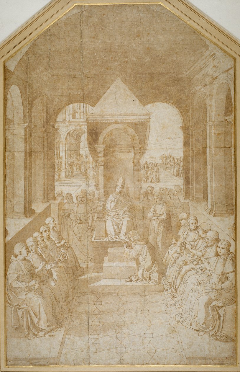 Aeneas Piccolomini kust de slipper van Paus Eugenius, naar Pinturicchio door Sienese School