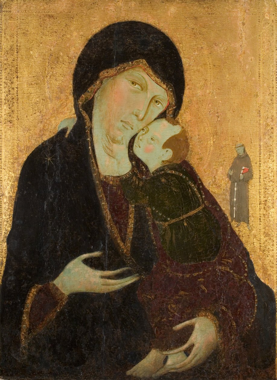 Madonna en Kind met St. Franciscus, c.1285 door Sienese School