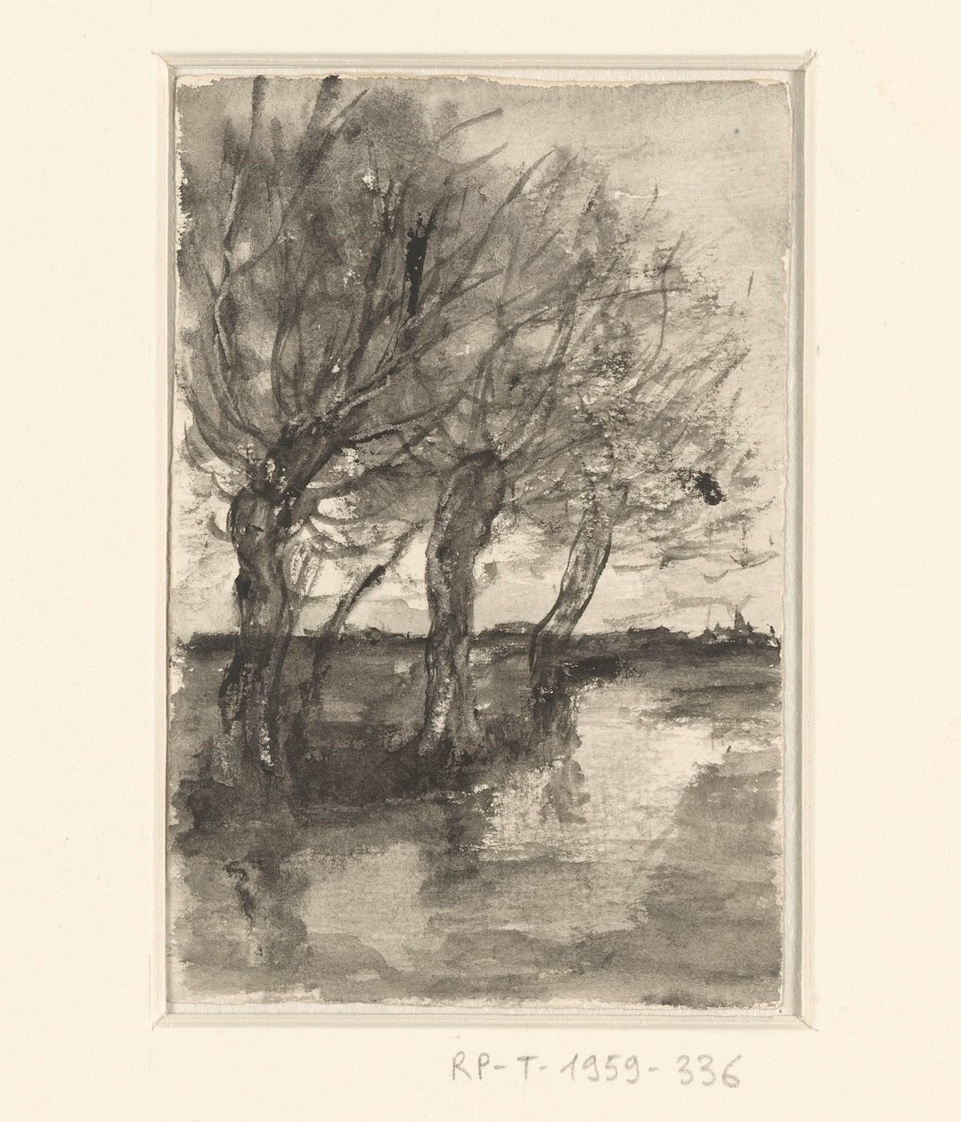 Bomen langs een sloot door Sientje Mesdag van Houten