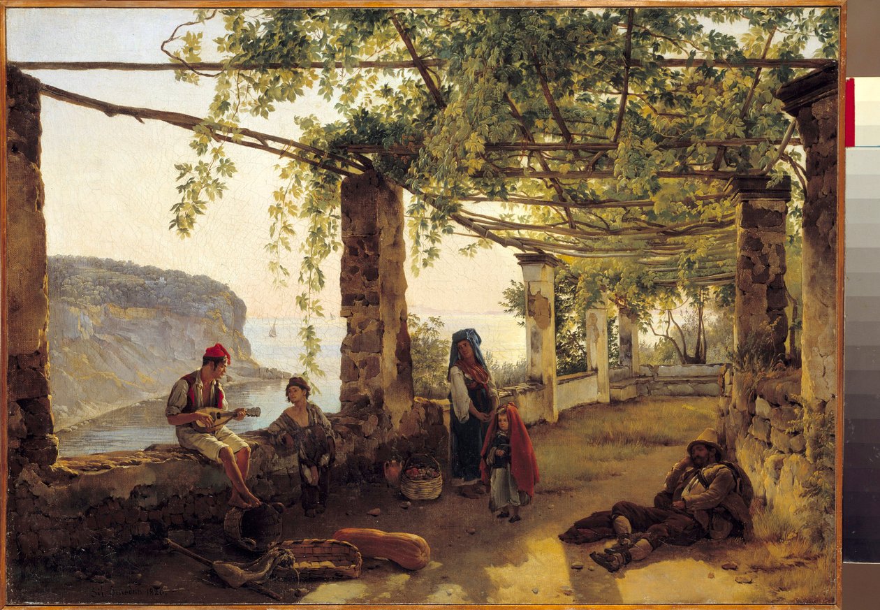 Landschap bij Sorrento aan de Amalfikust door Silvestr Fedosievich Shchedrin