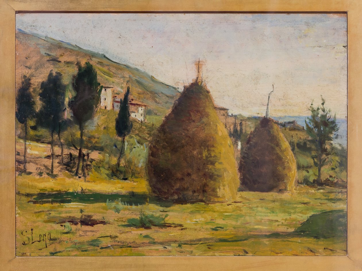 Hooibergen in de zon, ca. 1890 door Silvestro Lega