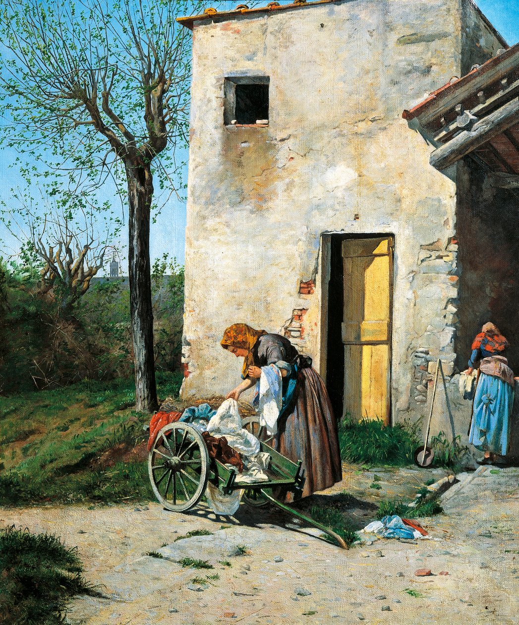 Wasvrouwen bij Florence door Silvestro Lega