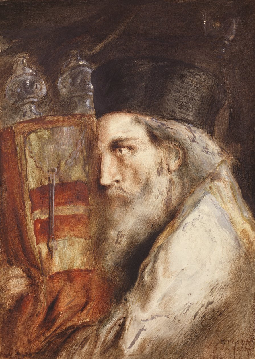 Rabbi die de Thora draagt door Simeon Solomon