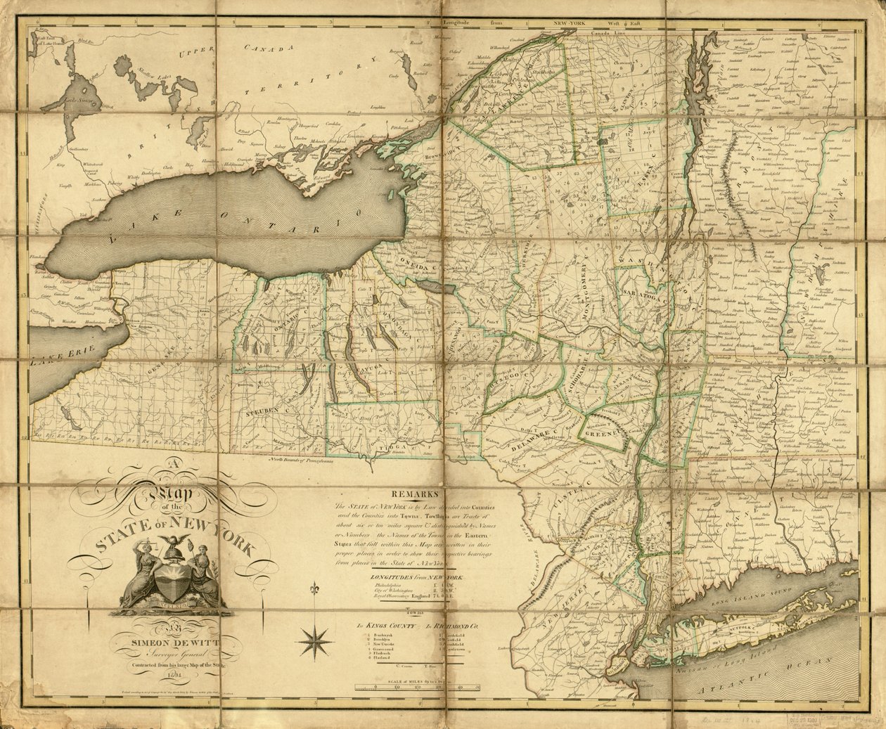 Een kaart van de staat New York. LOC 74696138 door Simeon De Witt