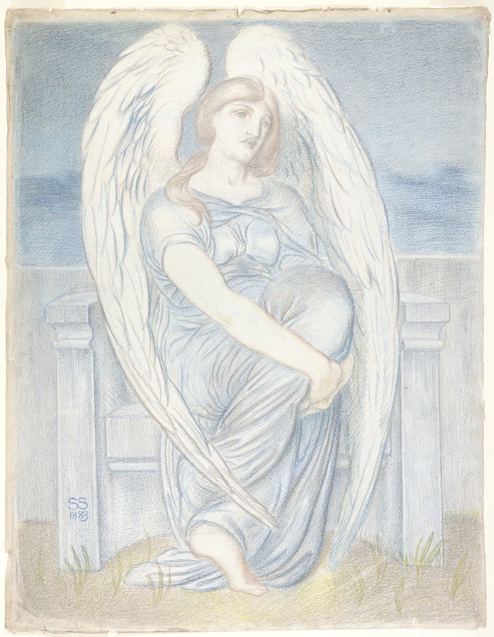 Zittende engel door Simeon Solomon