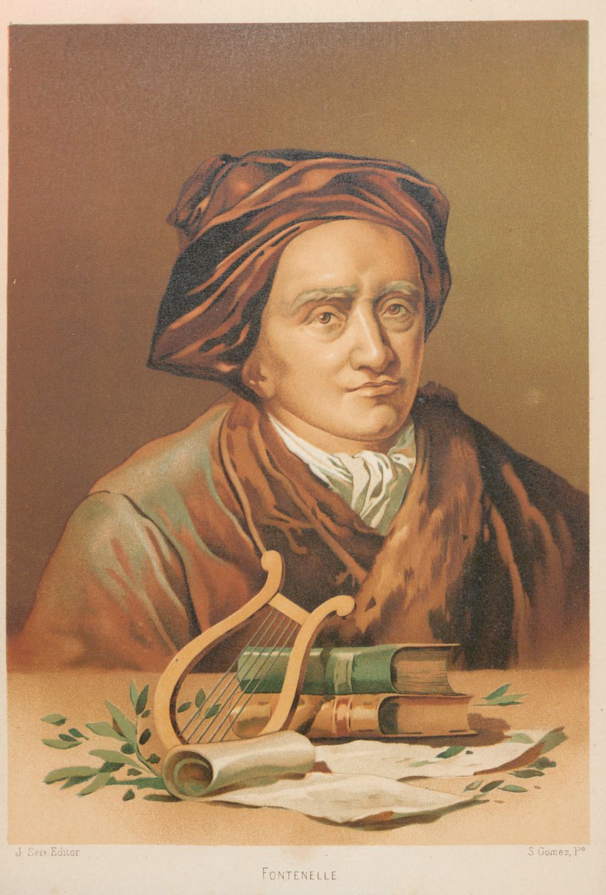 Portret van Bernard le Bovier de Fontenelle 1657-1757, 1879 door Simón Gómez