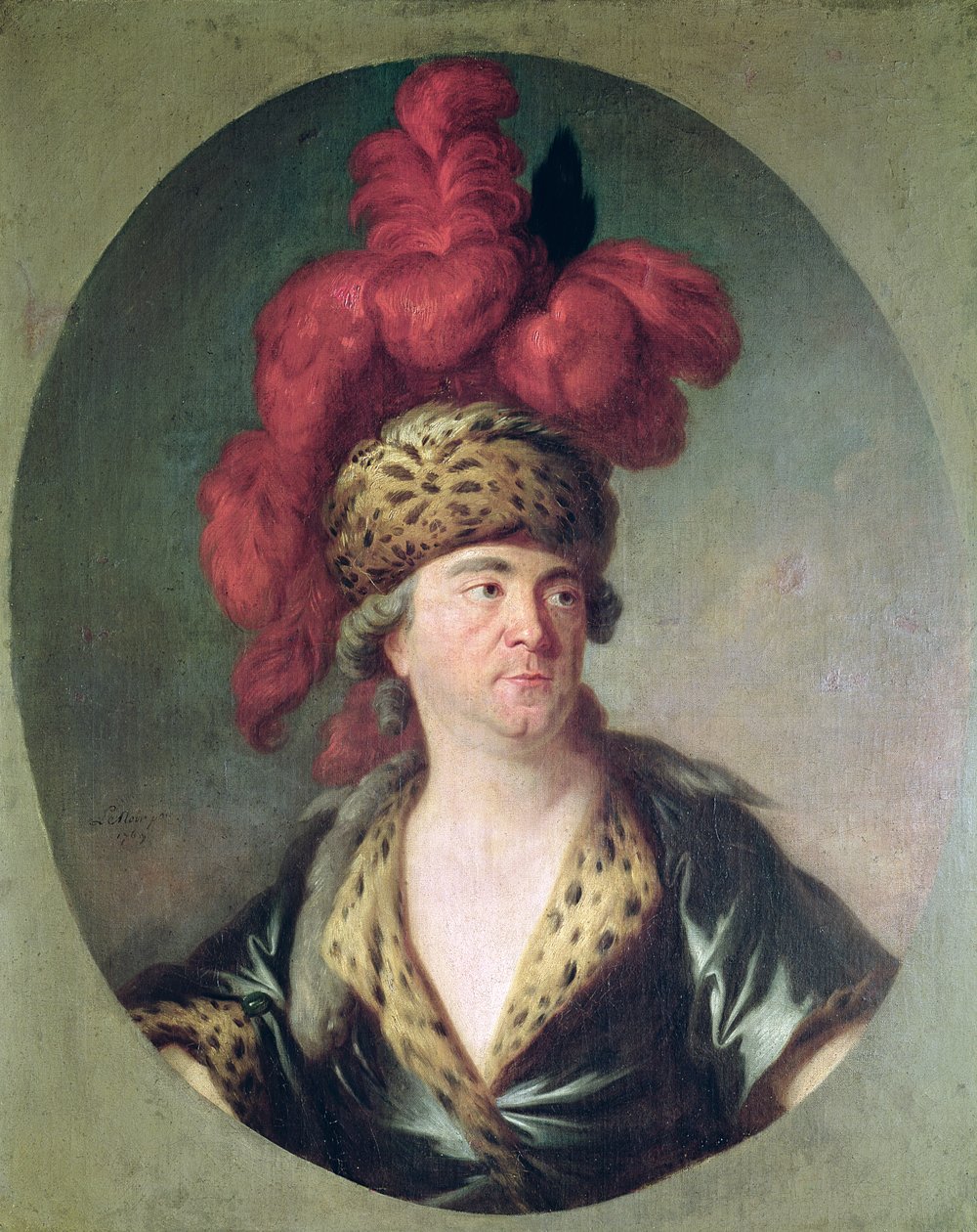 De acteur Lekain (1728-78) in de rol van Genghis Khan, in de opera 