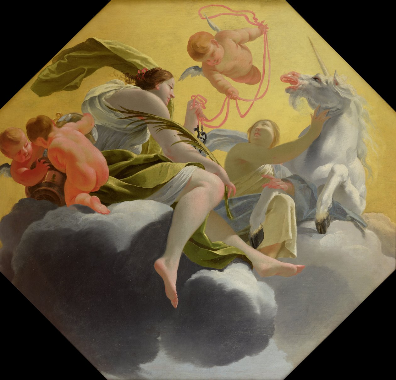 Matigheid, uit een serie van de vier kardinale deugden op het plafond van de koningin