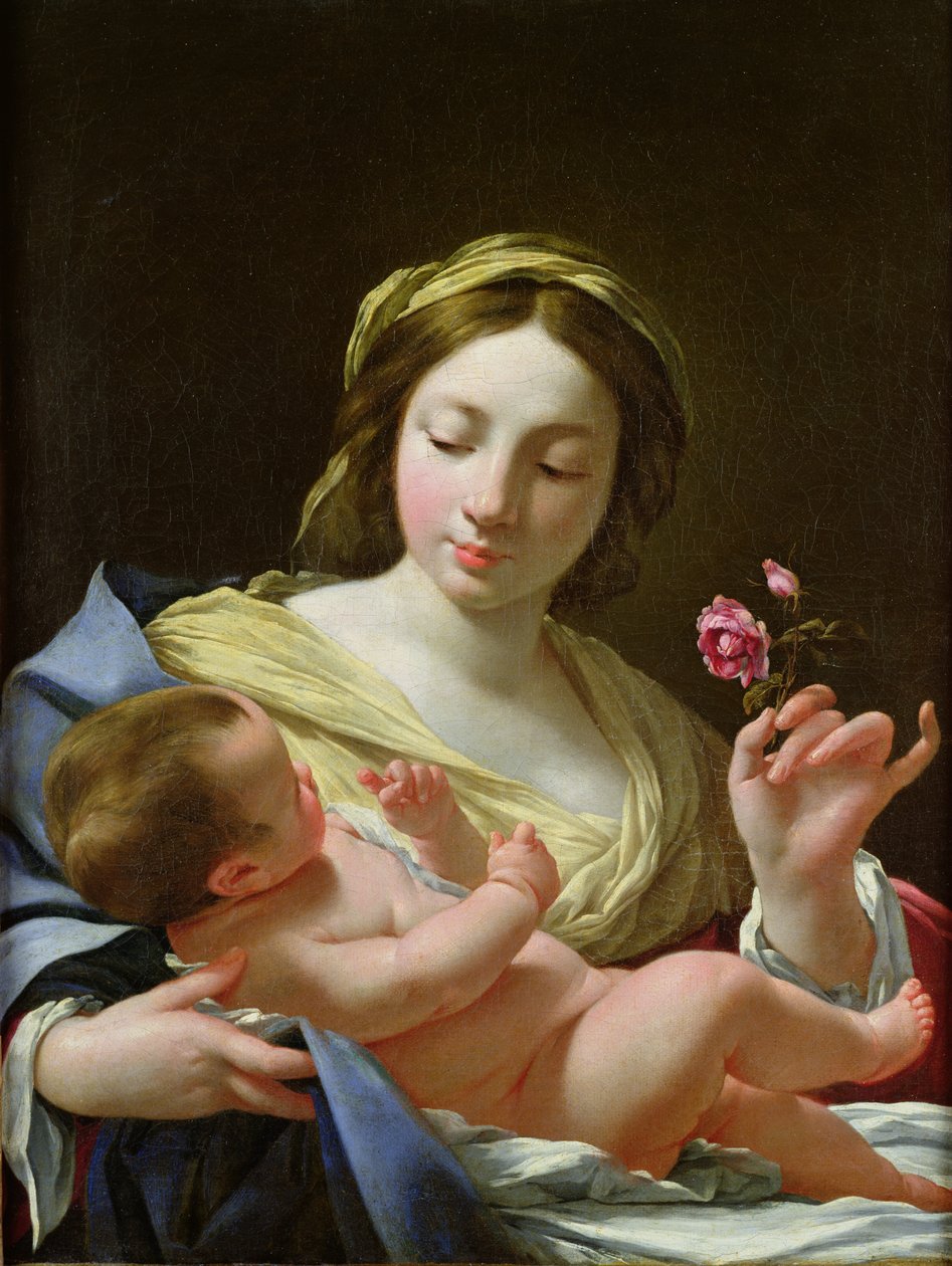 De Maagd en het Kind met een Roos door Simon Vouet