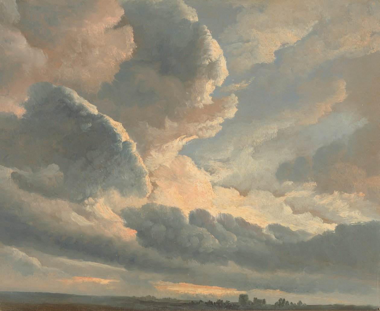 Studie van wolken met zonsondergang bij Rome door Simon Alexandre Clément Denis