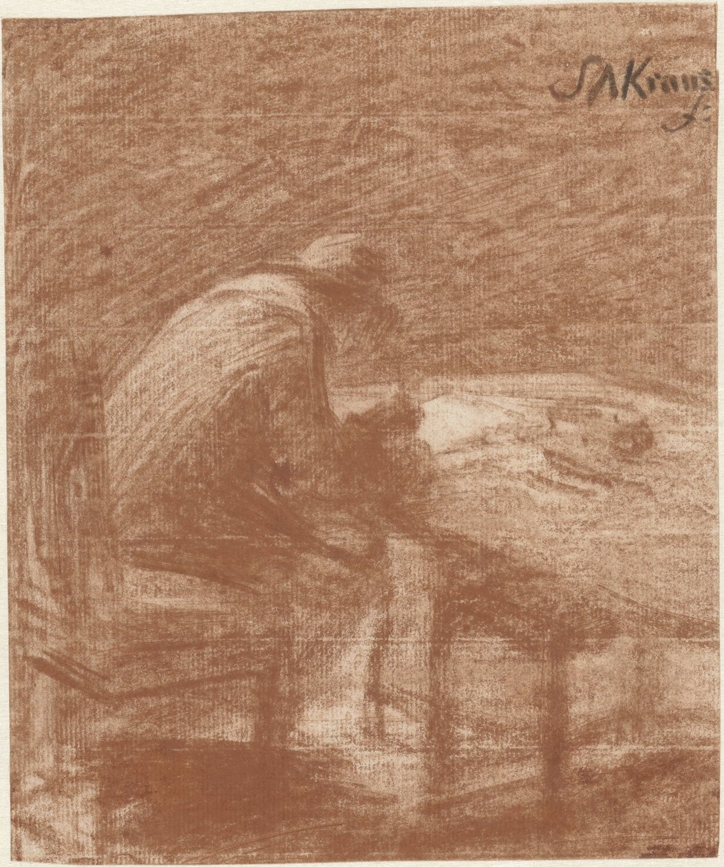 Schrijvende man aan een tafel door Simon Andreas Krausz