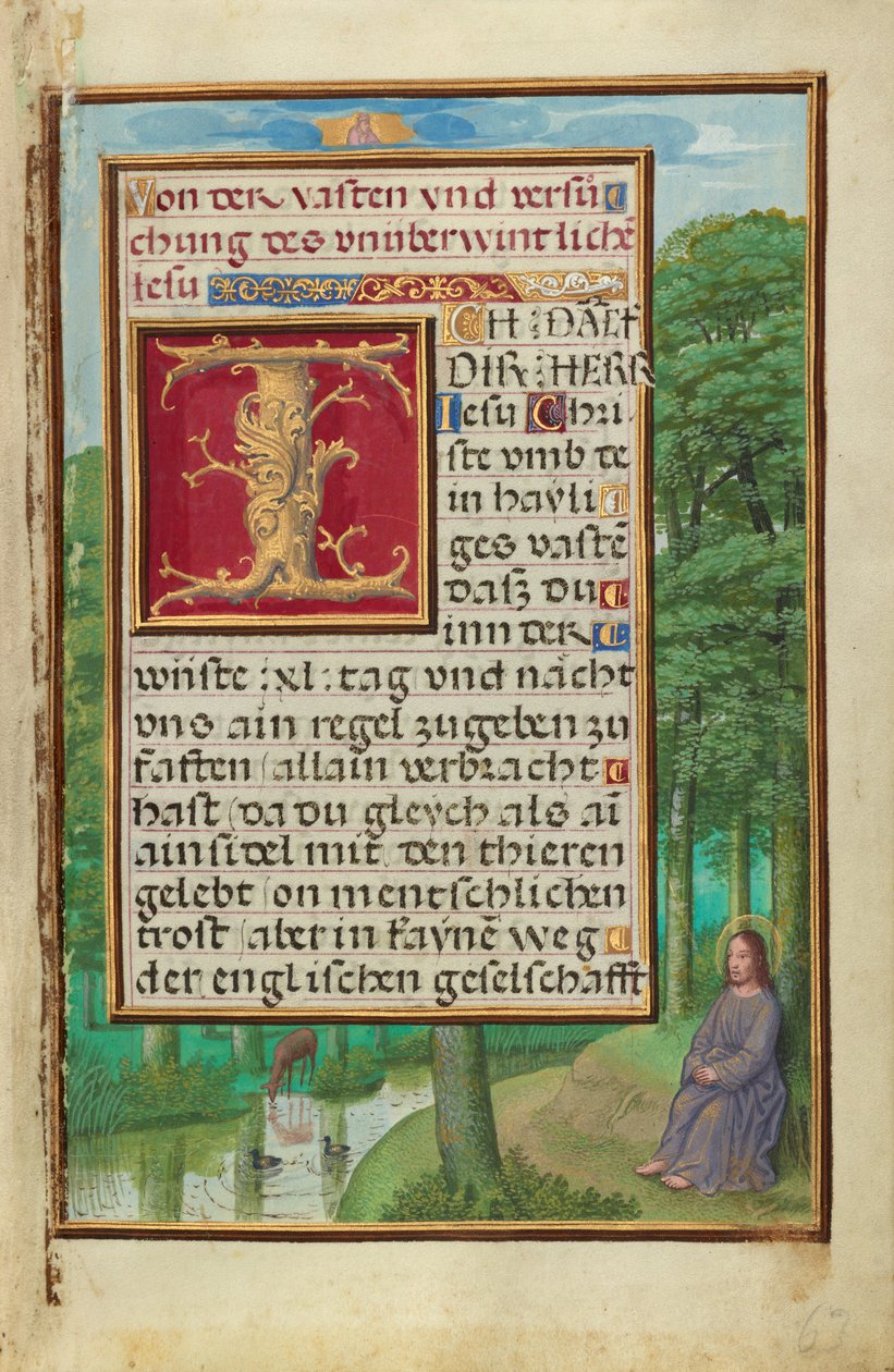 Rand mit Christus in der Wüste door Simon Bening