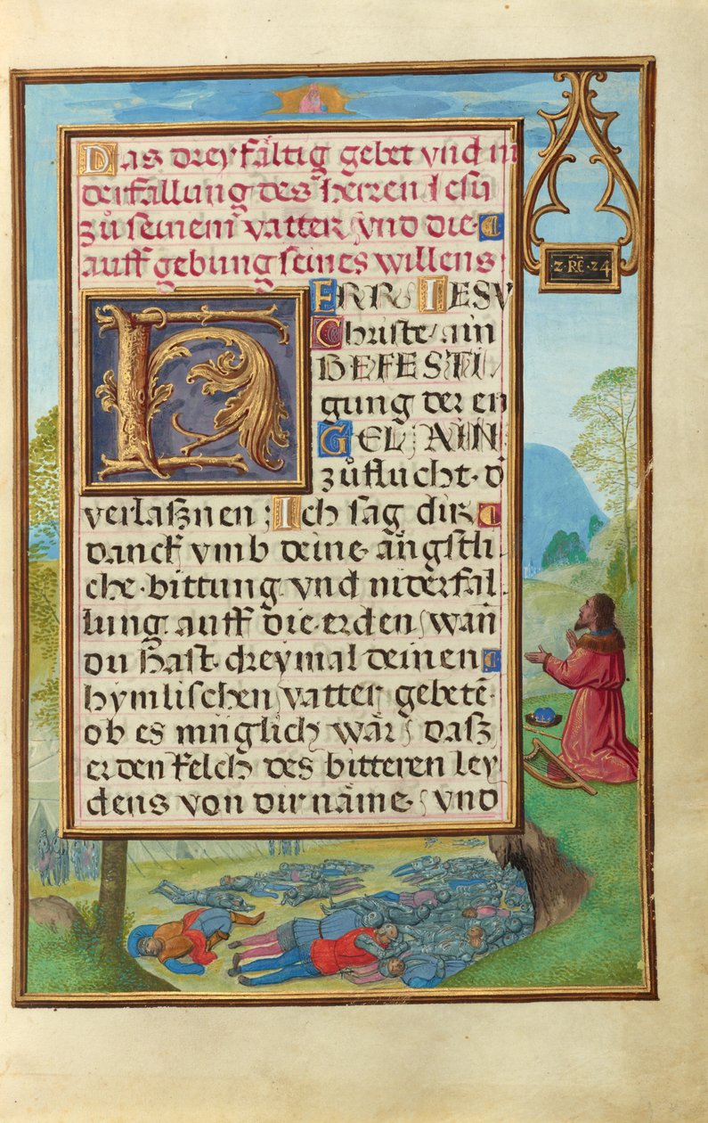 Rand mit David, der Gott anfleht, die Pest zu beenden door Simon Bening