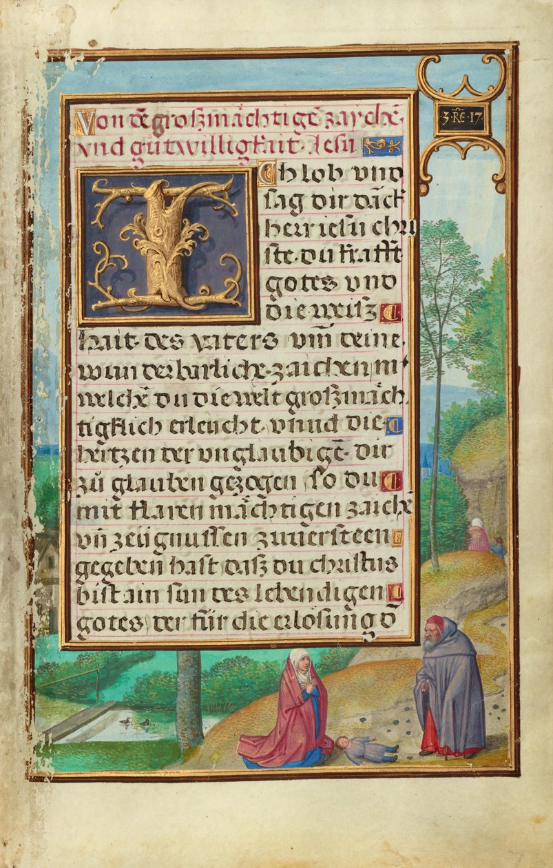Grens met Elia die de zoon van de weduwe van Sareptha opvoedt door Simon Bening