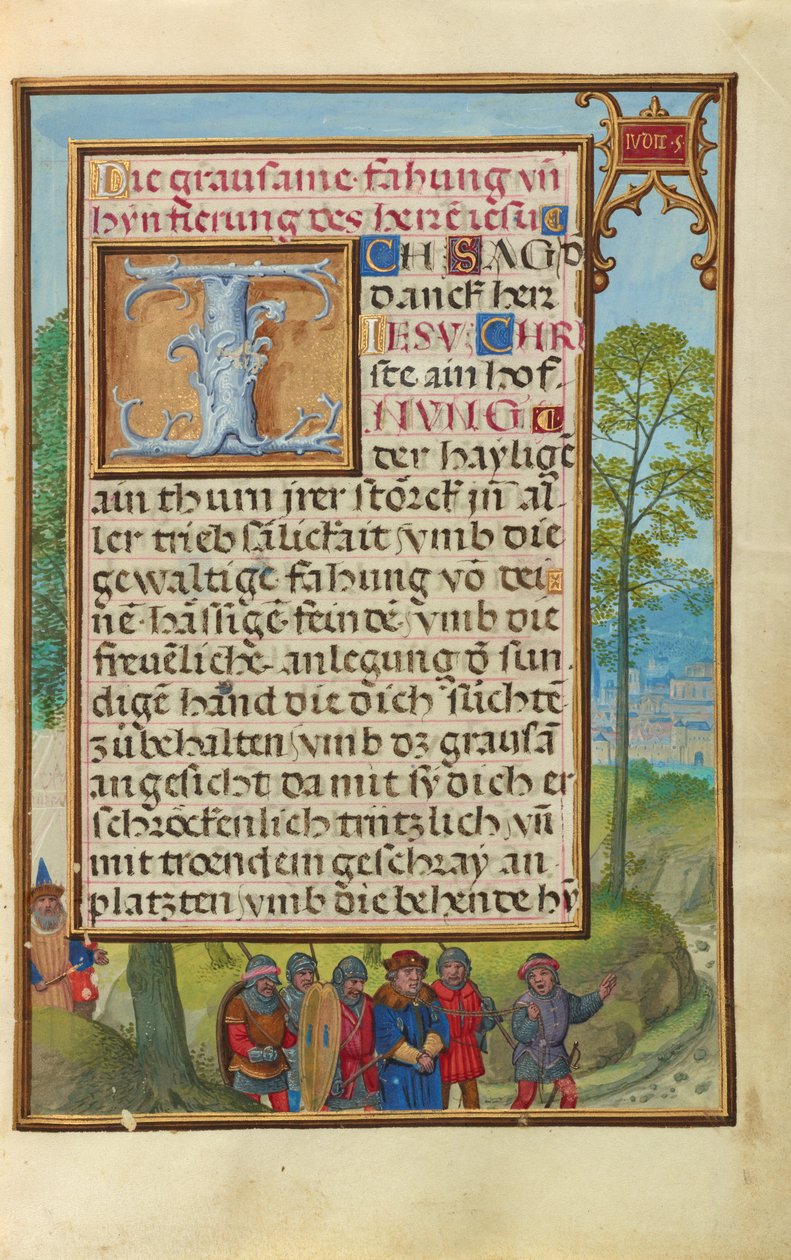 Rand mit der Verhaftung von Achior door Simon Bening