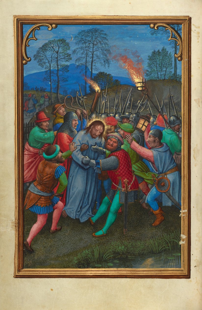 Die Flucht der Apostel door Simon Bening