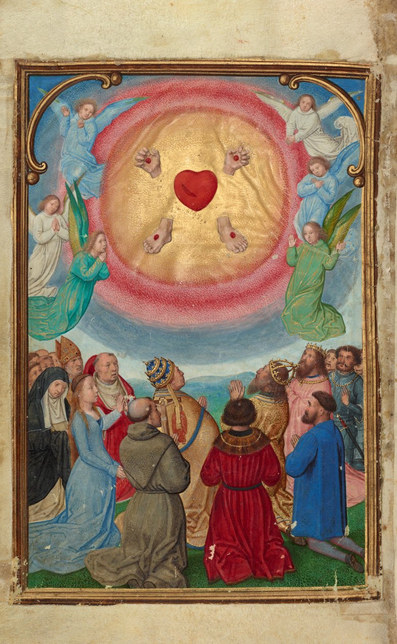 Die Verehrung der fünf Wunden door Simon Bening