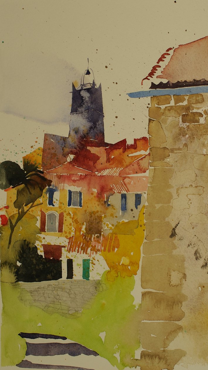 Clocher, Languedoc, 2002 (aquarel) door Simon Fletcher