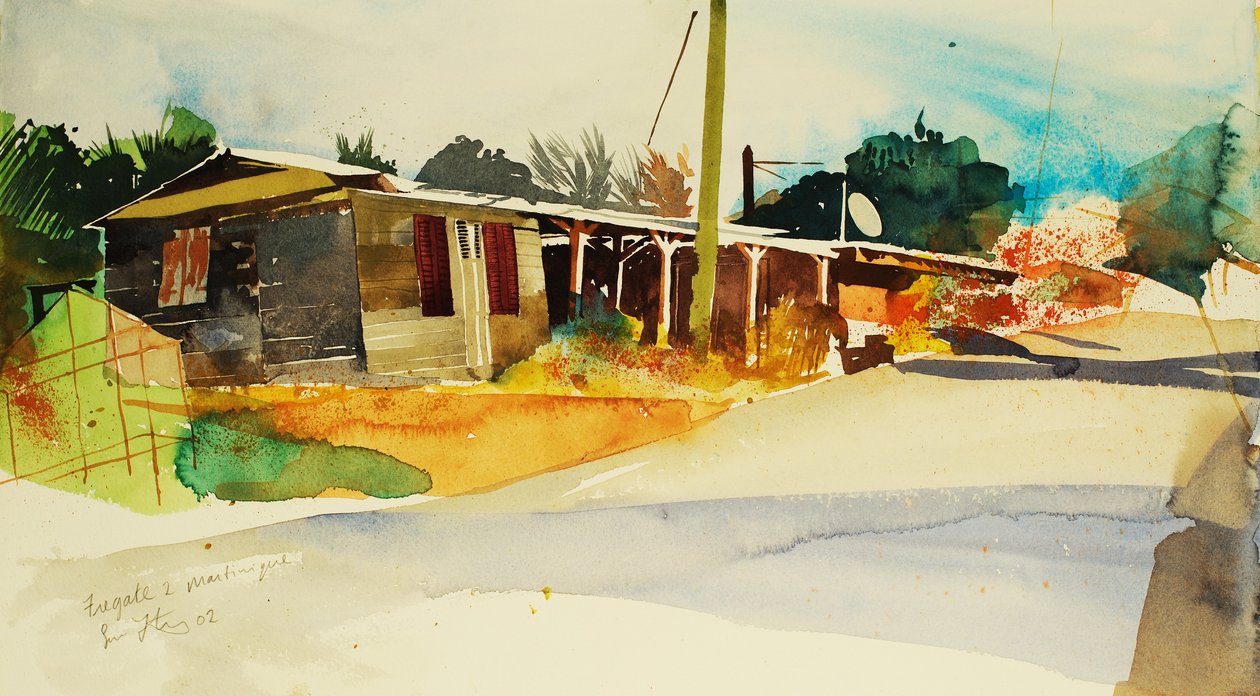 Fregate 2, Martinique 2002 (aquarel) door Simon Fletcher