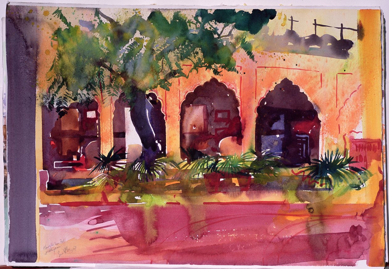 Haveli Inn Pal Jodphur, 2007 (aquarel op papier) door Simon Fletcher