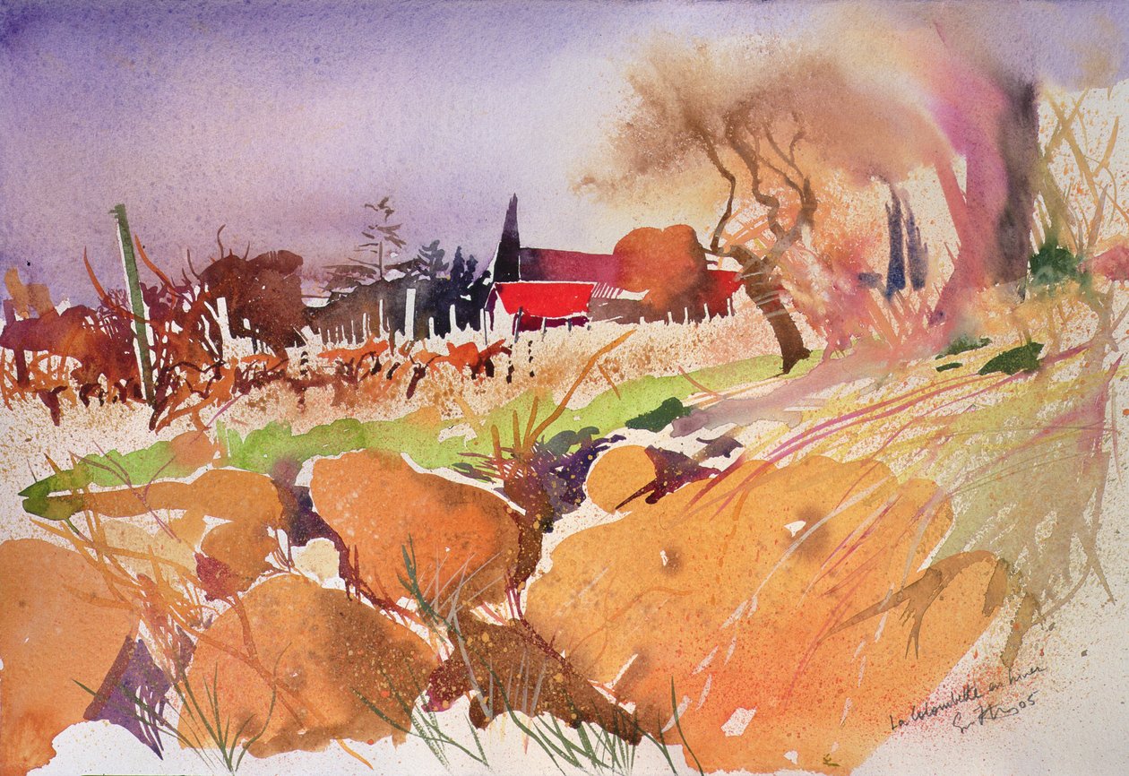 La colombette en hiver, Frankrijk, 2004 (aquarel) door Simon Fletcher