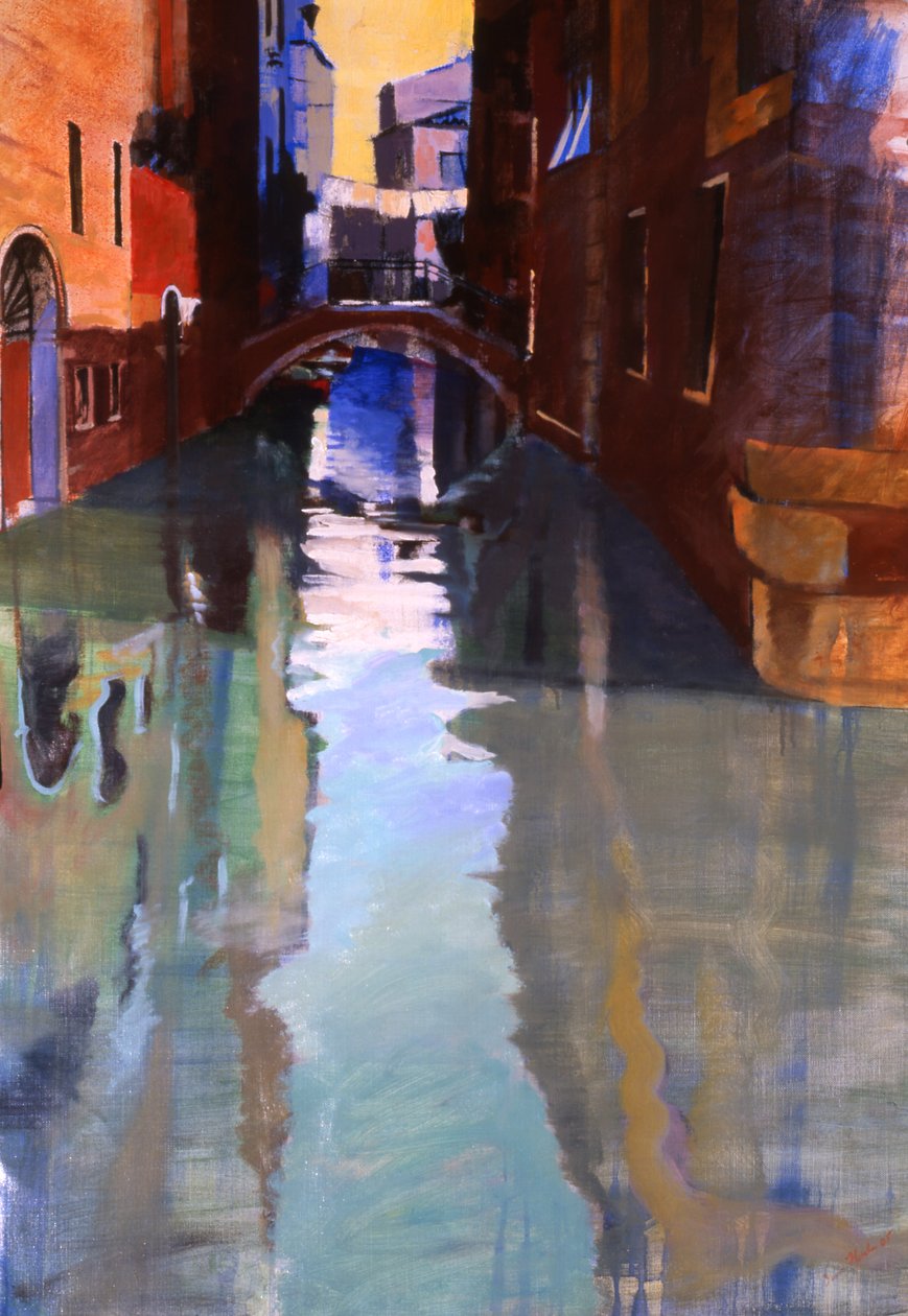 Klein kanaal, 2005 (olieverf op doek) door Simon Fletcher