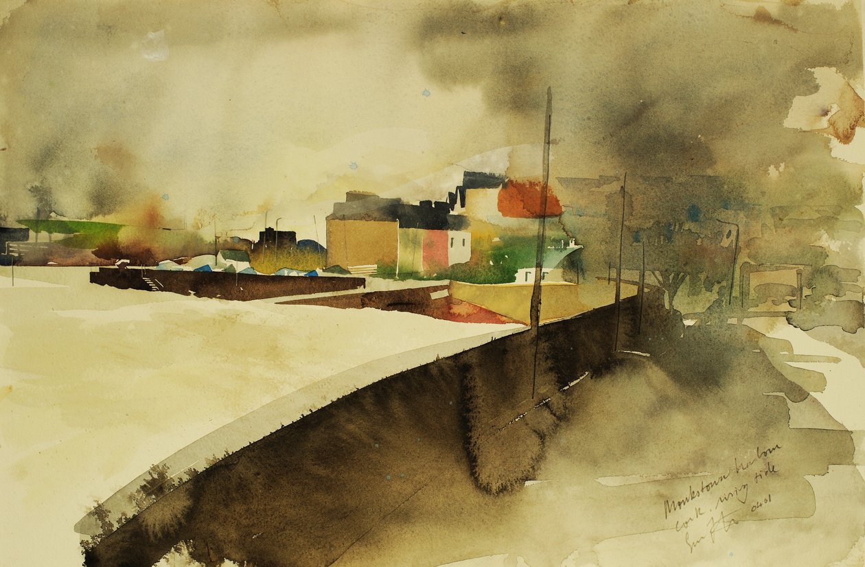 Haven van Monkstown, Cork, 2003 (aquarel) door Simon Fletcher