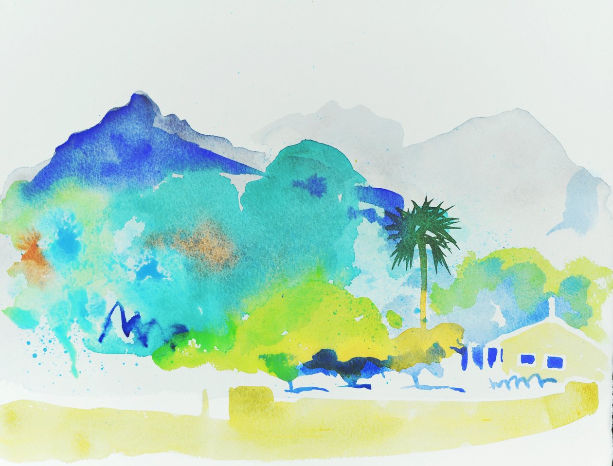 Weg naar Soller, 2015 (watecolour) door Simon Fletcher