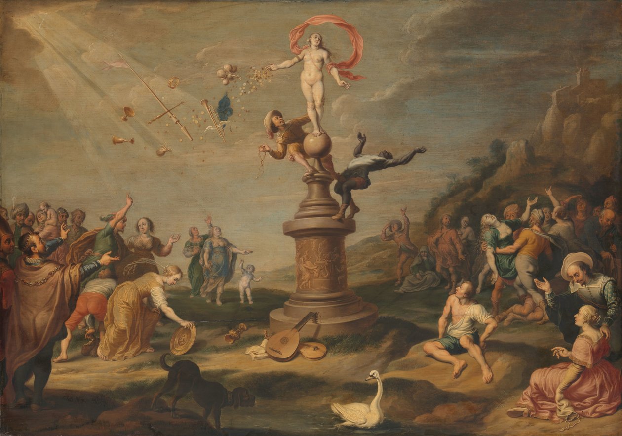 De godin Fortuna die haar geschenken uitdeelt door Simon Flocquet (attributed to)