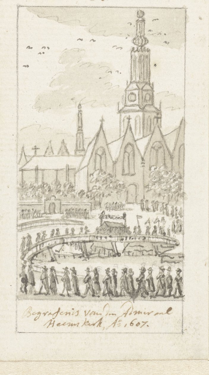 Begrafenis van Jacob van Heemskerck in de Oude Kerk te Amsterdam, 1607 door Simon Fokke