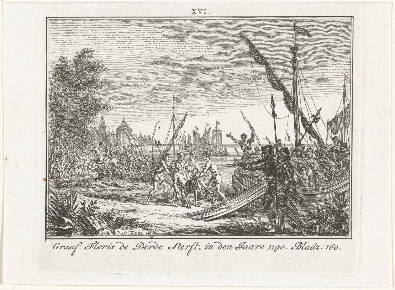 De dood van Floris III van Holland in Antiochië, 1784 door Simon Fokke