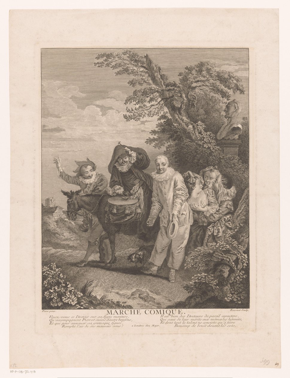 Optocht van theaterfiguren door Simon François Ravenet (le vieux)