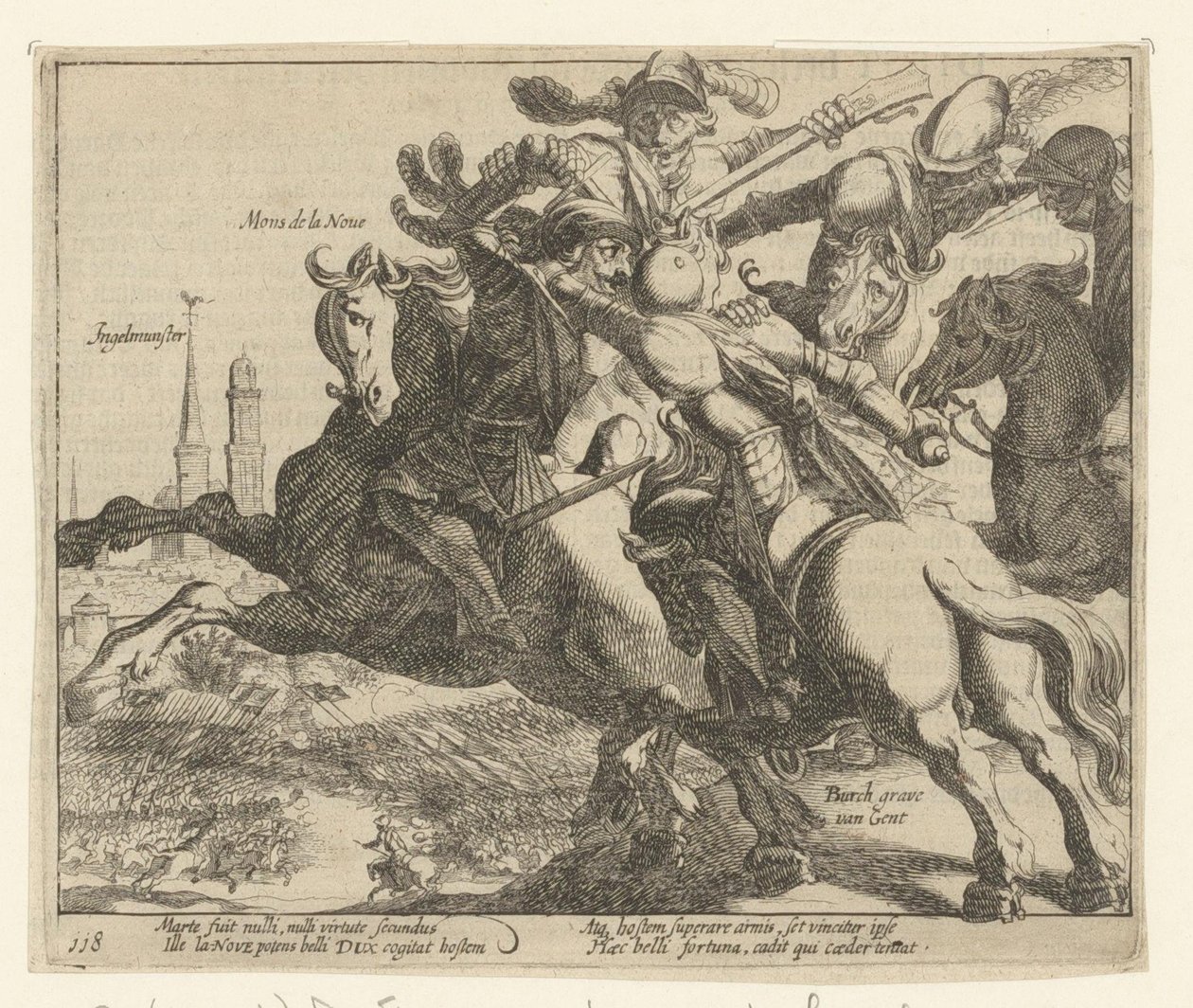 François de la Noue gevangen tijdens de slag bij Ingelmunster, 1580 door Simon Frisius