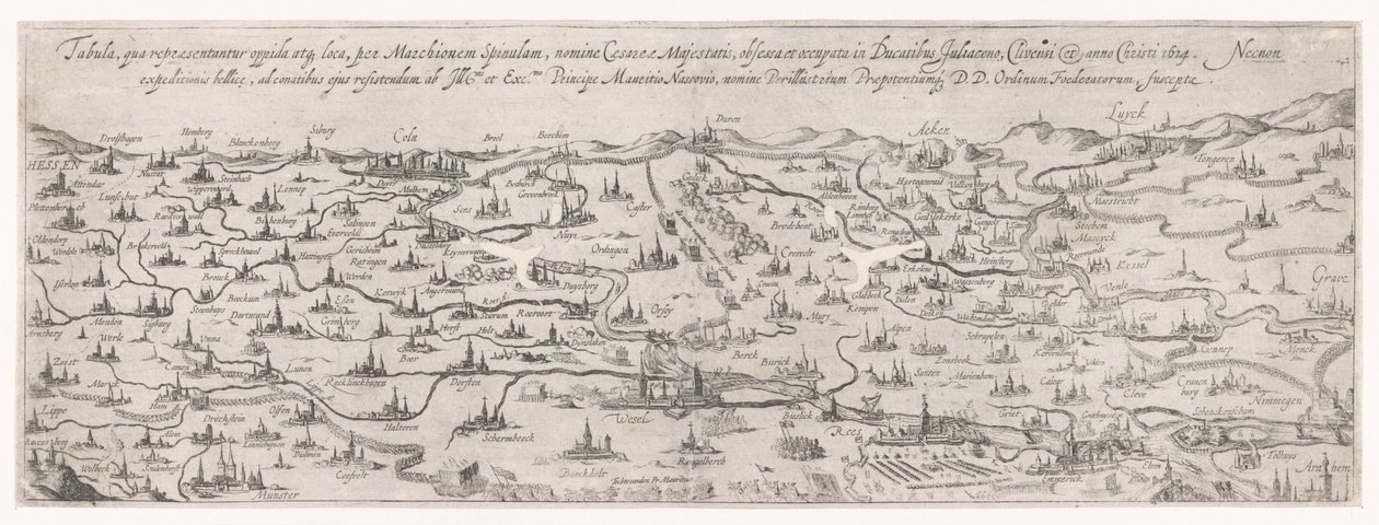 Kaart van het hertogdom Gulik, 1614 door Simon Frisius
