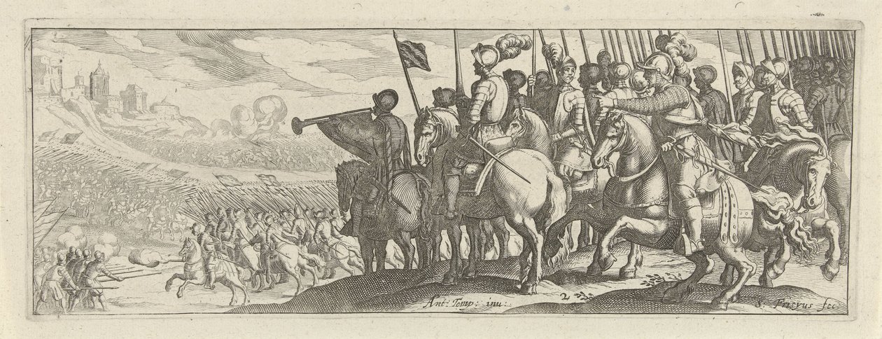 Ruiters met lansen door Simon Frisius
