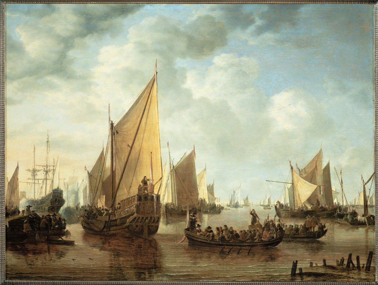 Marinebezoek van Frederik Hendricks II van Oranje, vierde zoon van Willem I van Oranje, gouverneur van Nederland door Simon Jacobsz. Vlieger