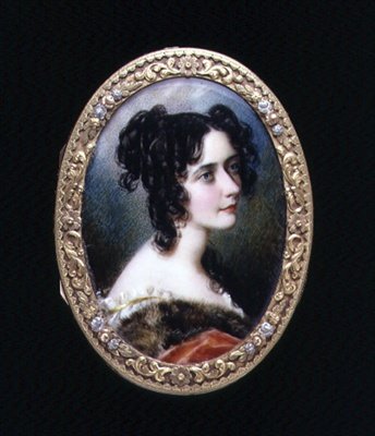Portretminiatuur van Georgina Carolina, Lady Astley door Simon Jacques Rochard