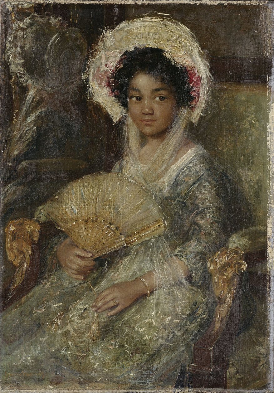 Jonge vrouw met een waaier, ca. 1906 door Simon Maris
